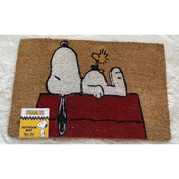 Peanuts Snoopy Woodstock Doghouse Welcome Outdoor Coir Mat 18” X 28” NEW - Picture 3 of 9